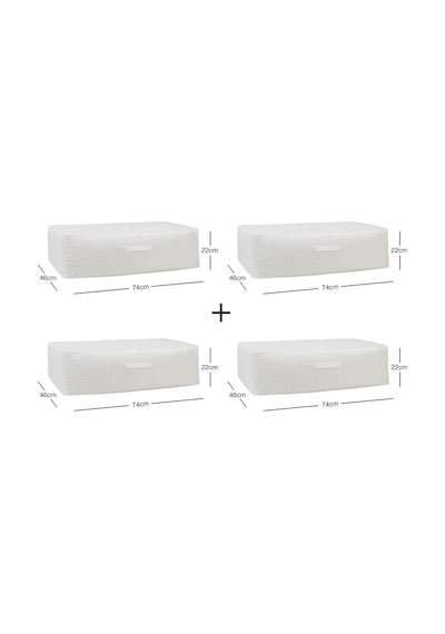 Home Wave 4'lü Mega Boy Gri Pötikare Baza Altı Hurç Set 74 x 46 x 22 cm