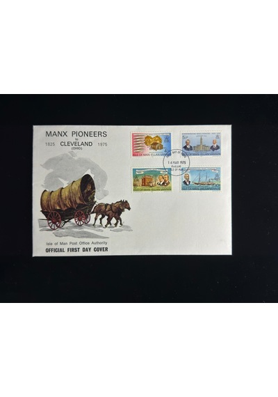 İsle Of Man Fdc 1975 Manx Pioneers To Cleveland Ohio İlk Gün Zarfı  Teşhir Ürün