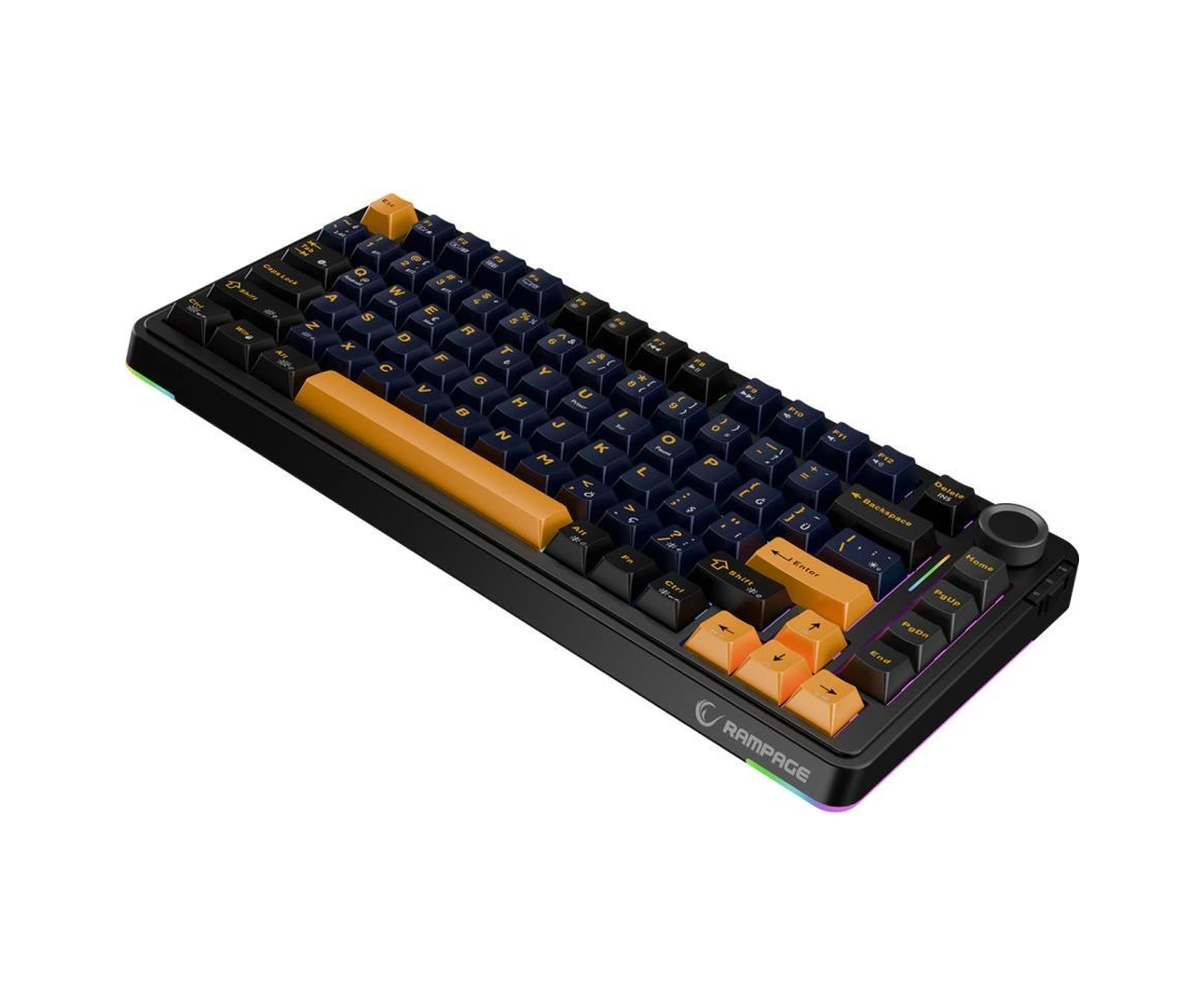 Rampage Quell Siyah Hot Swap 2.4g + Bt Wireless Rgb Gasket Oil Switch Türkçe Q Pbt Keycaps Mekanik Klavye