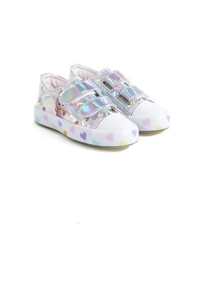 Artı Artı Ayakkabı Mia Kids-2401 Hologram 3d Kız Çocuk Cırtlı Işıklı Gümüş Sneakers Gümüş