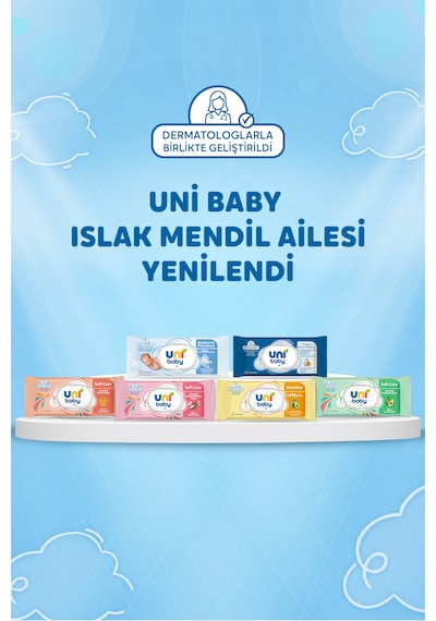 Uni Baby Sensitive Bambu & Pamuk Özlü Islak Bebek Mendil 12x50 600 Yaprak 12'li Set