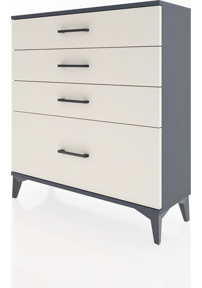Arges Şifonyer 4 Çekmeceli 88x30x96 Antrasit-aytaşı Antrasit