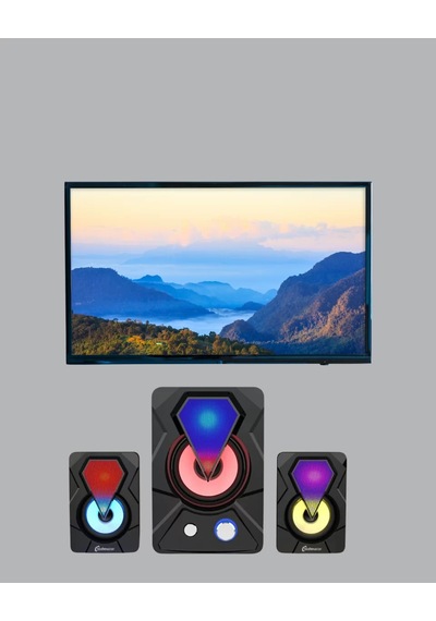 2+1 Rgb Led Işıklı Güçlü Bas Sistemli Bilgisayar Hoparlörü Renkli