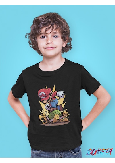Bumeta Super Mario Game Ateri Winner Çocuk Tişört T-shirt Siyah