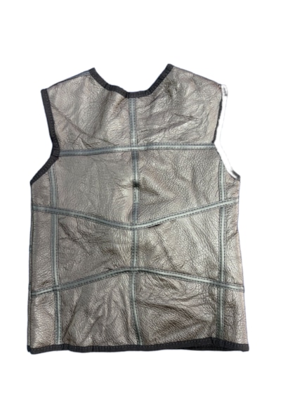 Ln Leather Özel Üretim Patchwork -süet Gerçek Deri Çocuk Yelek 2-3 Yaş Kahve