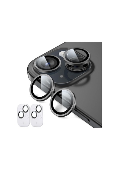 İphone 15/15 Plus İle Uyumlu Kamera Lens Koruyucu, Siyah Diğer