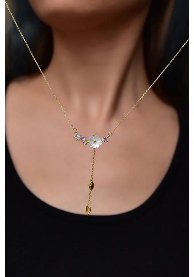 Papatya Silver 925 Ayar Gümüş Altın Kaplama Kardelen Çiçeği Kolye Bileklik Set