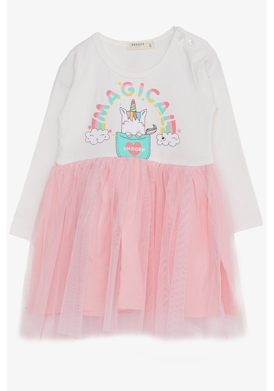 Breeze Kız Çocuk Uzun Kollu Elbise Unicorn Baskılı 1.5-5 Yaş, Ekru Breeze Kız Çocuk Uzun Kollu Elbise Unicorn Baskılı 1.5-5 Yaş, Ekru