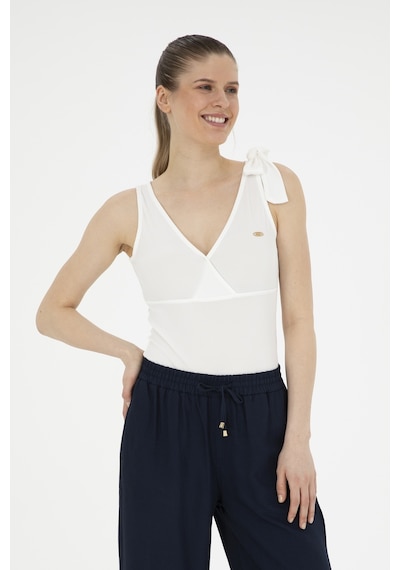 U.S. Polo Assn. Kadın Beyaz V Yaka Tişört 50287560-VR013