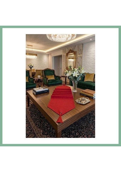 Bşkvirgo Çizgili Tek Runner, Colber Tek Runner 40x140cm Kırmızı Bsk2026