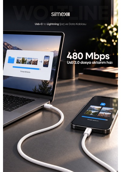 Type-c To Lightning 2 Metre Kablo 30w Pd Hızlı Şarj İphone 11 12 13 14 Uyumlu