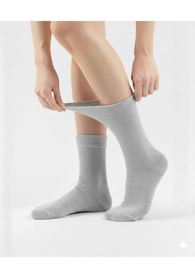 Ozzy Socks Kadın 4 Çift Bambu Lastiksiz Sıkmayan Diabetik Bilek Çorap Gri