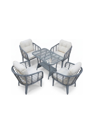 Kartepe 4 Tekli Oturak+1 Sehpa Bahçe Balkon Mutfak Takımı,gri Rattan/krem Kumaş Kartepe 4 Tekli Oturak+1 Sehpa Bahçe Balkon Mutfak Takımı,gri Rattan/krem Kumaş