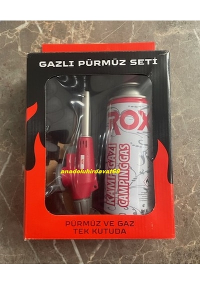 Rox Pro Ayarlı Pürmüz Gazlı Pürmüz Set Kamp Pürmüzü Çakmaklı Püzmüz Seti Kırmızı Gri Çok Renkli