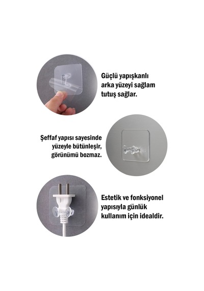 10 Adet Şeffaf Diş Fırçası Askısı Ve Yapışkanlı Fiş Kablo Tutucu Çok Amaçlı Duvar Askısı