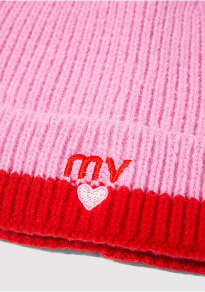 Mavi - Mv Kalp İşlemeli Pembe Bere 1913835-32445 Pembe