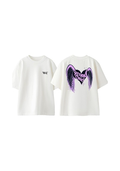 Thewert Second Choicp Tasarım Sırt Baskılı Pamuk Beyaz Oversize T-shirt