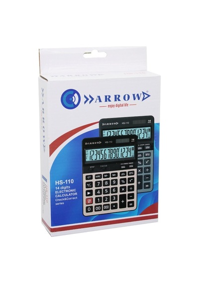 Arrow Hs-110 Hesap Makinesi 300gr 19.5 X 14.3 X 3.5cm 14 Haneli 112 Adım Kontrolü Pilli Diğer
