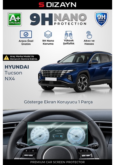 S-dizayn Hyundai Tucson 4 10.25 İnç 9h Nano Gösterge Ekran Koruyucu Parlak 2020-2023 A+ Kalite