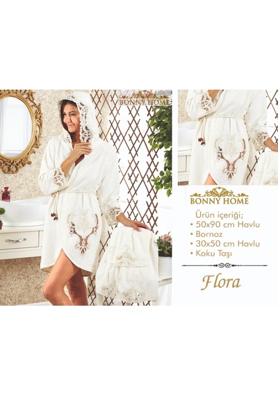 Bonny Home Fransız Dantelli Çeyizlik Balayı Kadın Bornozu Seti (387214748) Çok Renkli