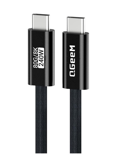 Qgeem Qg05 Type-c To Type-c Usb5 Pd Data Kablosu Ve Çevirici 240w 80gbps 8k 60hz 1.2 Metre Siyah
