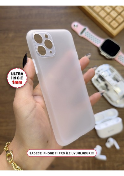 Apple iPhone 11 Pro Uyumlu Süper İnce Mat Ultra Thin Silikon Kılıf Şeffaf