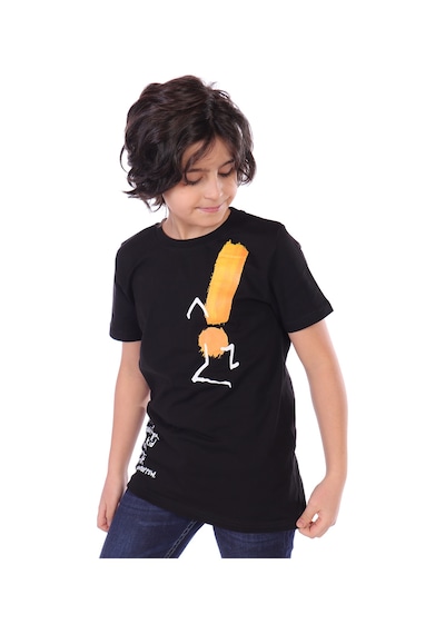 Toontoy Kids Toontoy Erkek Çocuk Yazı Baskılı Tişört Siyah
