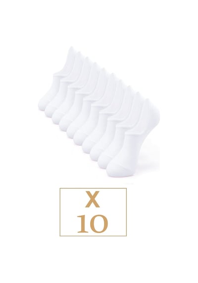 Bgk Unisex 10'lu Pamuklu Görünmez Sneakers Çorap Beyaz (Ekonomik) Beyaz