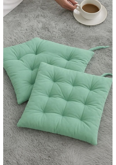 Rual 4 Lü Sandalye Minderi Bağcıklı, Çökme Yapmaz Sünger Dolgulu, Yıkanabilir 40x40 Cm Mint Yeşili