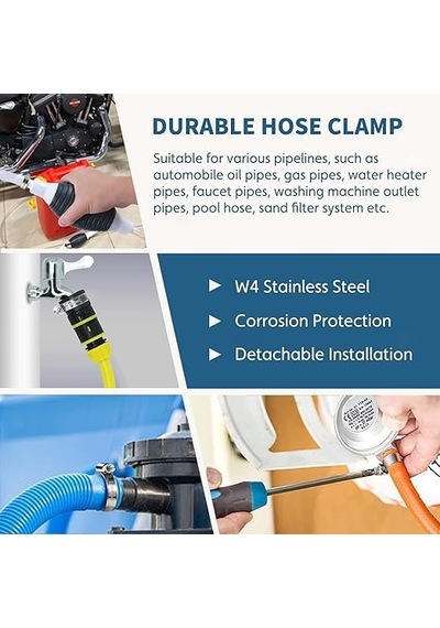 Dmax 10 Adet Metal Ayarlanabilir Hortum Kelepçesi Seti Solucan Dişli Boru Kelepçesi, Su Borusu, Tesisat, Otomotiv