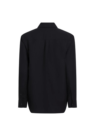 Calvin Klein Lınen Blend Ls Regul, Beh Siyah Kadın Gömlek
