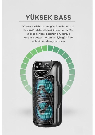 Bluetooth Hoparlör Rgb Işıklı 3 Inc Taşınabilir Parti Speaker Gts-1557 Siyah - 886041913