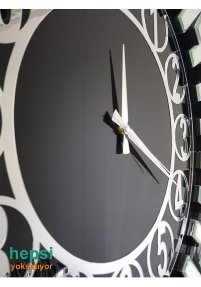 Güneş Silver Circle Black Gümüş Siyah 85 Cm Aynalı Duvar Saati