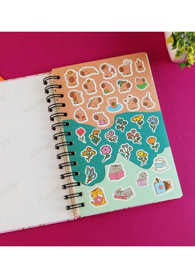 Pembe Sakura Özel Tasarım Spiralli 15 21 Cm Dot Defter, Eskiz Defteri, Doodle Book - 2 Sayfa Stıcker Hediyeli Çok Renkli