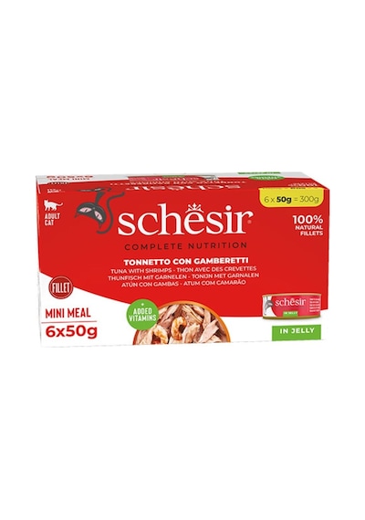 Schesir Jelly Ton Balığı Ve Karides Jöle İçinde Yetişkin Kedi Konservesi Multipack 50gr X 6 Adet