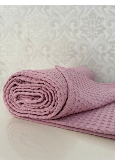 Premium %100 Pamuk Çift Kişilik Yazlık Pike, Yatak Örtüsü,terletmez Kumaş Pudra Renk 240x200cm Pudra