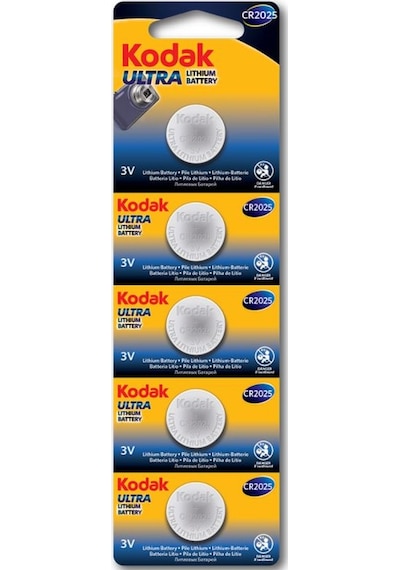 Kodak Ultra CR2025 Lityum Kartela Düğme Pil 5'li