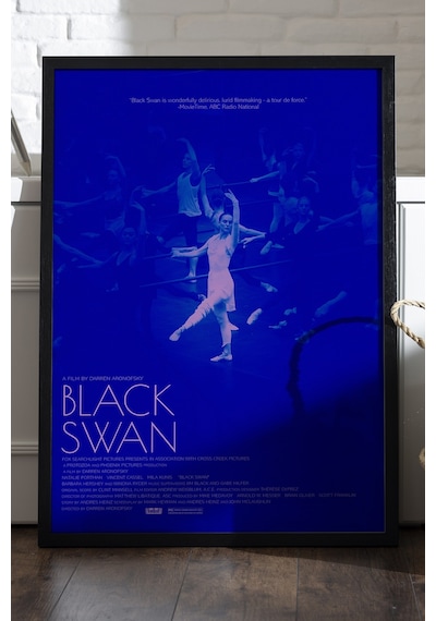 Black Swan Siyah Ahşap Çerçeveli Poster, Dekoratif Film Duvar Tablosu