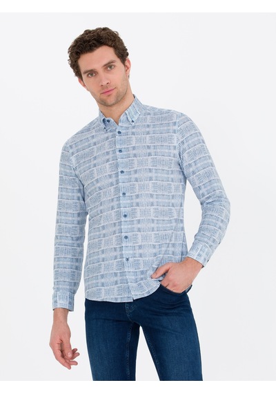 Cacharel İndigo Slim Fit Uzun Kollu Gömlek Mavi