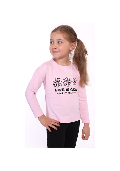 Toontoy Kids Toontoy Kız Çocuk Lıfe Is Good Baskılı Tişört Pembe