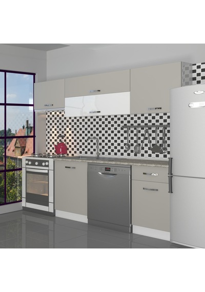 Decoraktiv Elite 220 Mdf Hazır Mutfak Dolabı - Tezgah Dahil - Kumtaşı Kum Beji