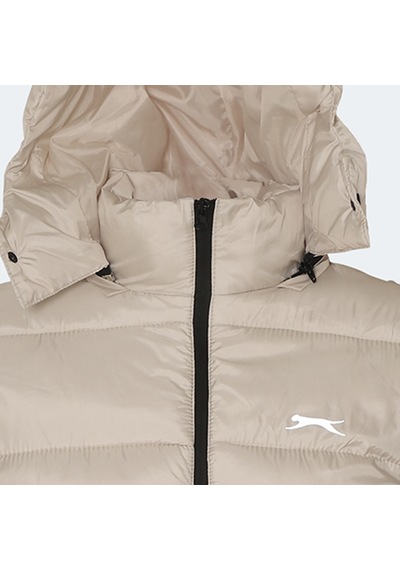 Slazenger GAFAR Büyük Beden Erkek Kapüşonlu Şişme Bej Mont & Kaban