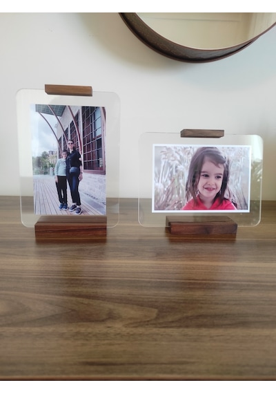 Ceviz Ağacından Yüzer Fotoğraf Çerçevesi - Yatay Ve Dikey Kullanım 10x15 Fotoğraflara Uygun