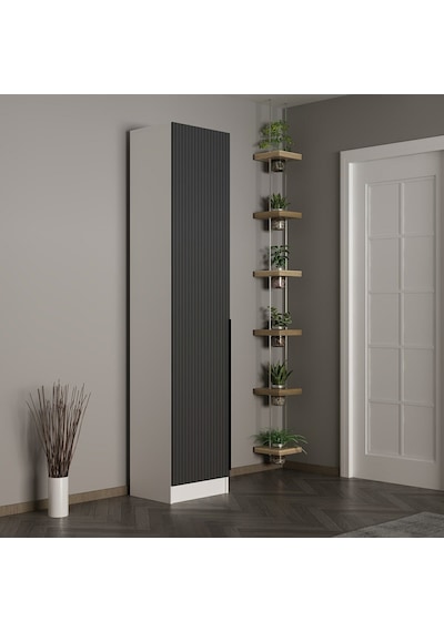 Minar Kale 210 Cm 1 Kapaklı 1b Raf Portmanto Byz Mbr Çizgili Ant