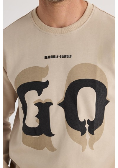 Tudors Erkek Relax Fit Rahat Kesim Pamuklu Lastikli Kol Bisiklet Yaka Baskılı Bej Sweatshirt-37308 Bej Tudors Erkek Relax Fit Rahat Kesim Pamuklu Lastikli Kol Bisiklet Yaka Baskılı Bej Sweatshirt-37308 Bej