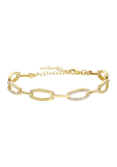 Tesbihane-Zirkon Taşlı 6Lı Cats Eye Gold Renk 925 Ayar Gümüş Kadın Bileklik