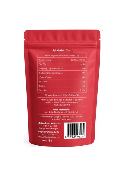 Elma Kuru Meyve Cipsi - Dondurularak Kurutulmuş Freeze Dried Çıtır Elma - 15g - 653686743 Diğer