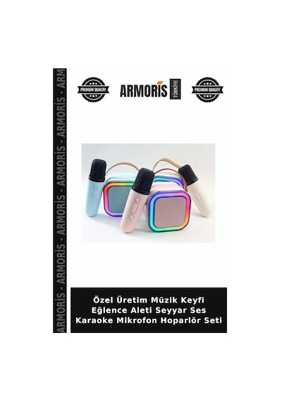 Özel Üretim Müzik Keyfi Eğlence Aleti Seyyar Ses Karaoke Mikrofon Hoparlör Seti