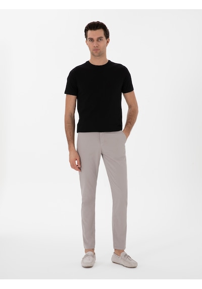Cacharel Vizon Slim Fit Pamuk Karışımlı Kanvas Pantolon Kahverengi