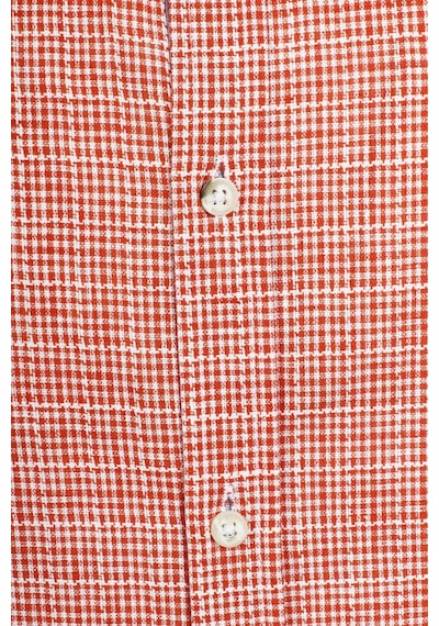 Ncs Jeans Erkek Kiremit Kısa Kol Yazlık Gömlek Ekoseli Slim Fit Düğme Yaka Pamuklu İnce Kumaş Jeans 7168-kiremit Kiremit